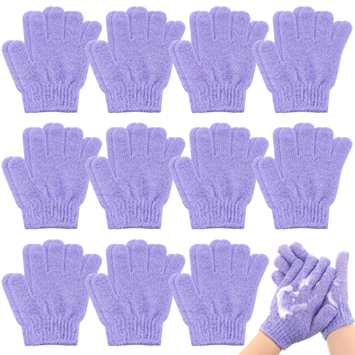 Ramede Exfoliating Gloves - Double Sided Nylon Bath Scrubber For Men & Women - 30 Count, Purple