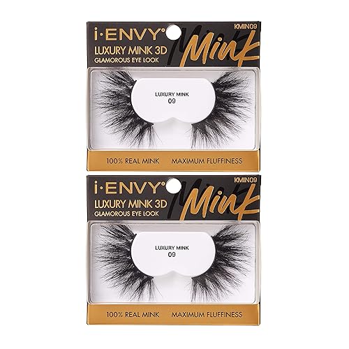 I•Envy Luxury Mink False Eyelashes 100% Real Mink 3D Multi-Curl Fluffiness - 2 Pack