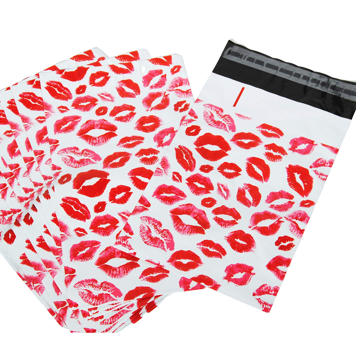 Boutique Marketing Llc Red Kiss Poly Mailers For Lip Gloss & Lipstick, 10X6.75&quot;, Pack Of 25