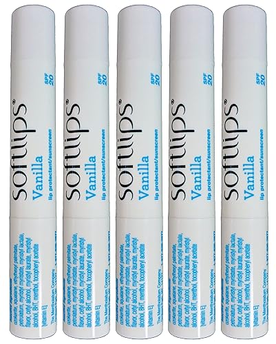 Softlips Lip Balm Spf 20, Vanilla Flavor, Moisturizing Protectant, Pack Of 5