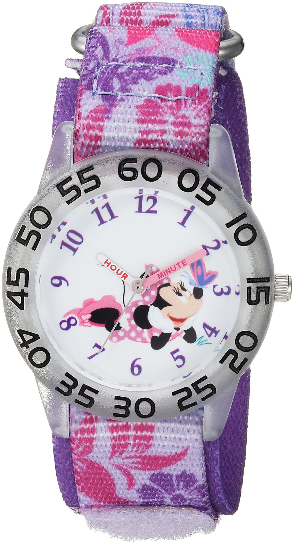 Disney Minnie Mouse Kids' Purple Plastic Time Teacher Watch With Nylon Strap