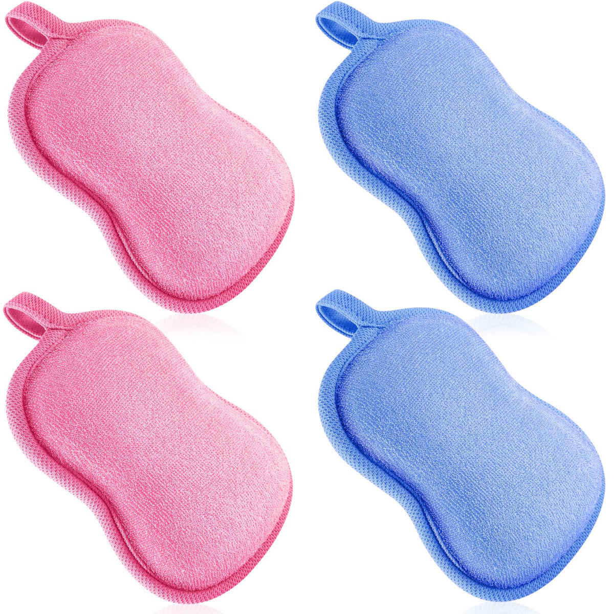 Tatuo Baby Bath Sponge Set, Soft & Absorbent Cotton Sponges For Kids & Adults (Pink & Blue)