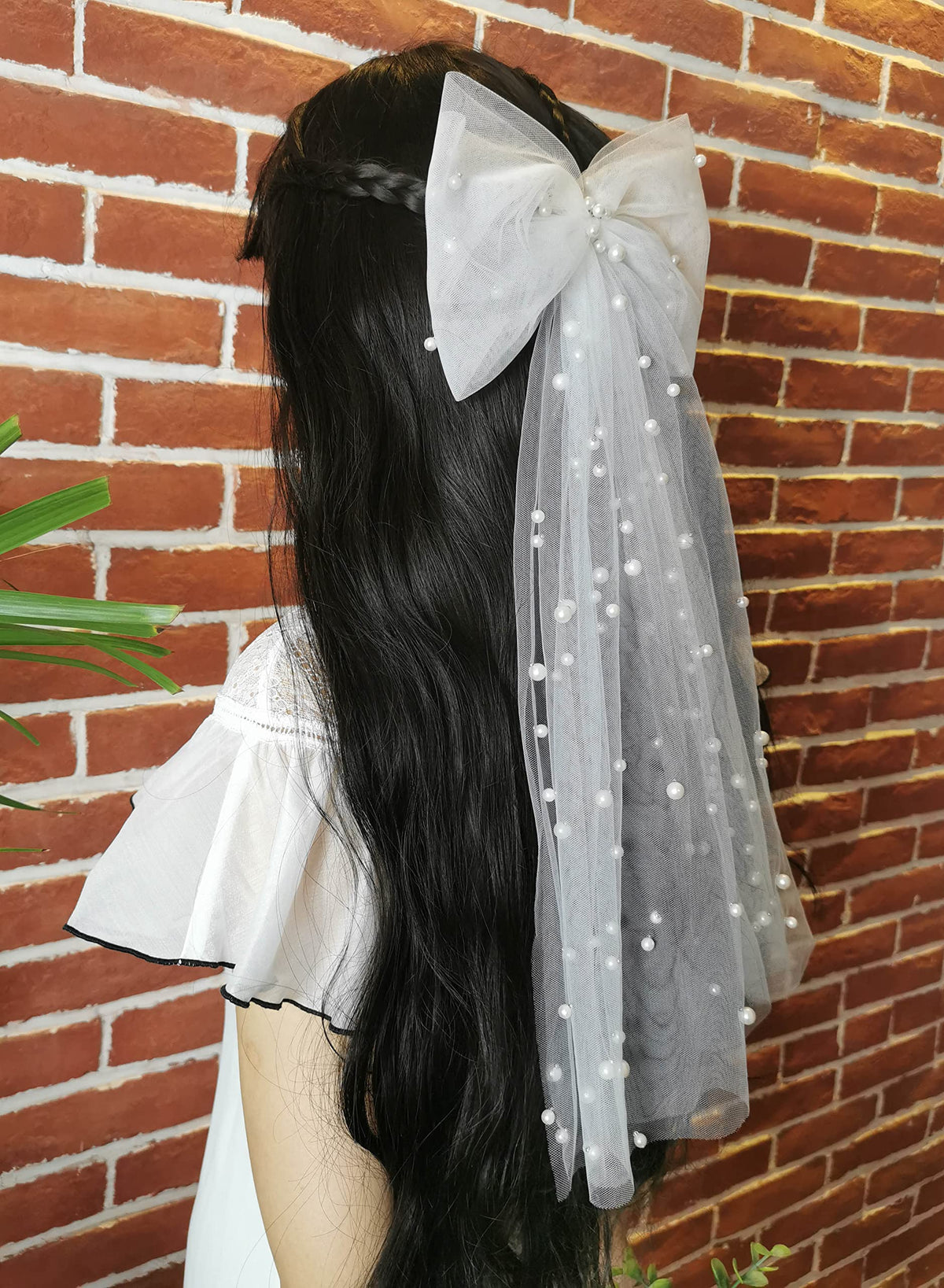 Juan'S Moment Bachelorette Hair Clip - White Pearl Bow Veil, Bridal Shower Gift, Bridesmaid Favor