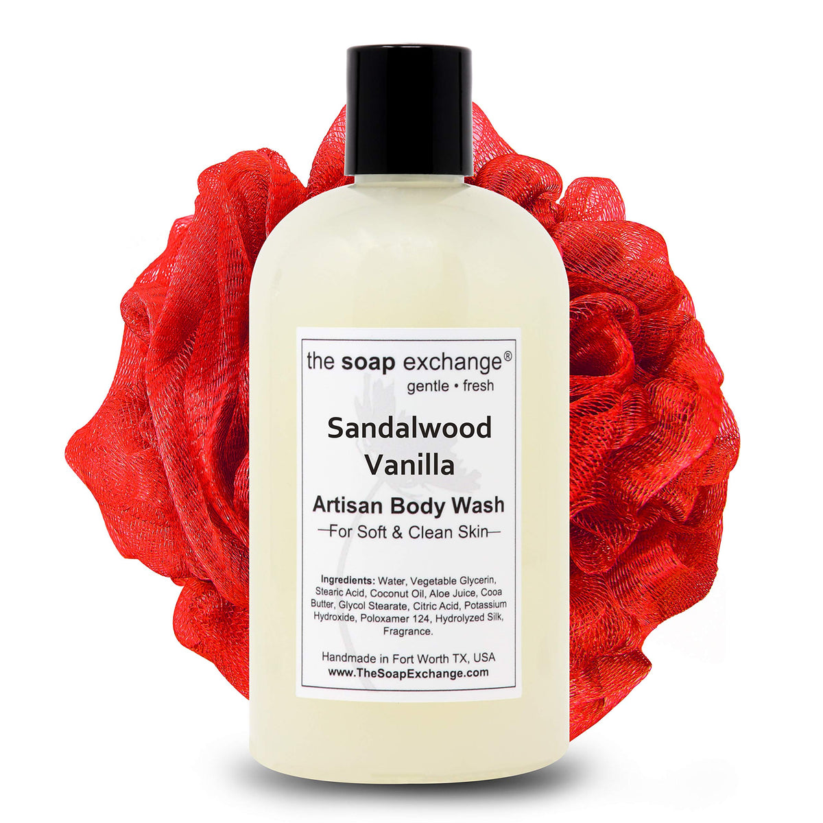 The Soap Exchange Body Wash, Sandalwood Vanilla, 12 Fl Oz – Natural Artisan Liquid Soap