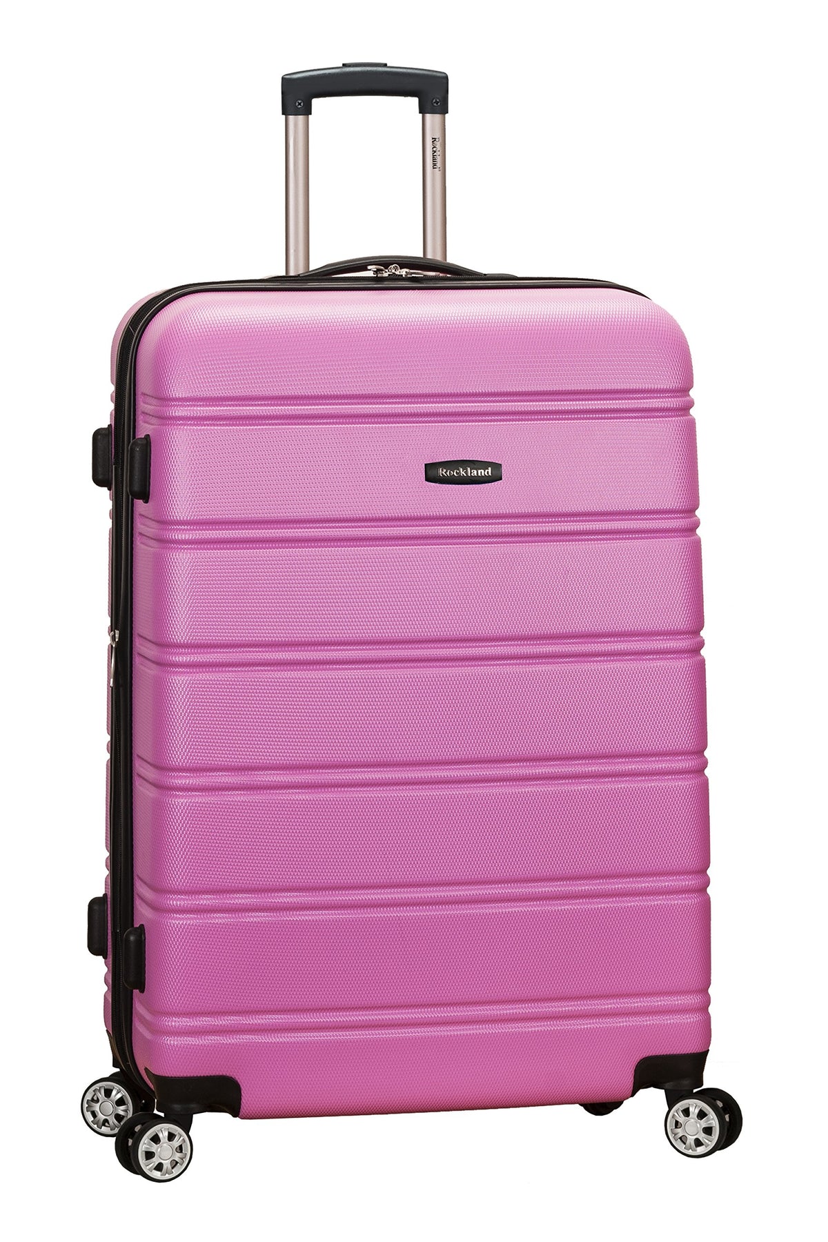 Rockland Melbourne Pink Hardside Expandable Luggage, Checked-Large 28-Inch Spinner Wheel