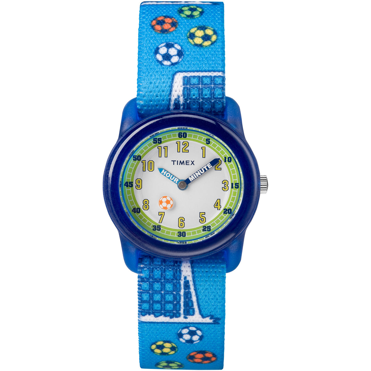 Timex Boys Blue Soccer Elastic Fabric Strap Watch - Tw7C16500 Time Machines