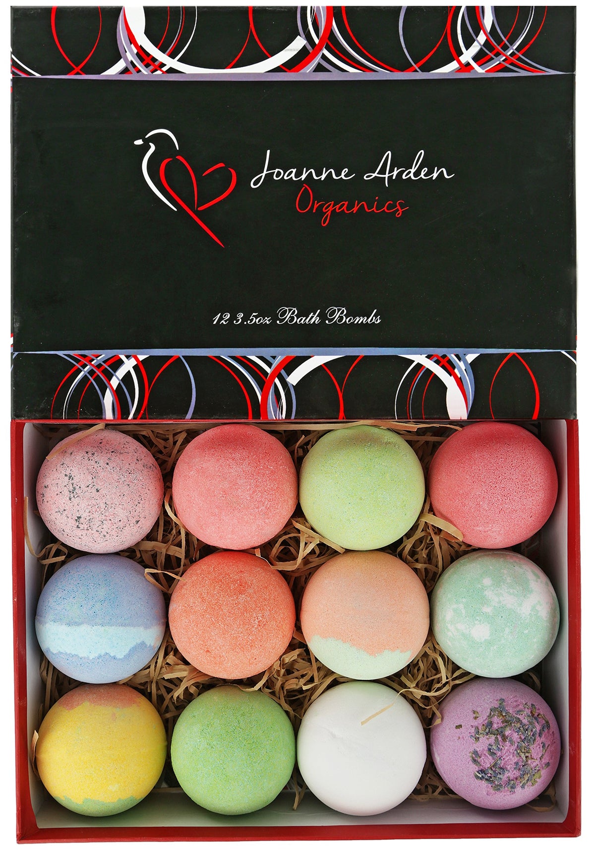 Joanne Arden Organics Bath Bombs Gift Set - 12 Fizzy Shea Butter Essential Oil Bombs For Women