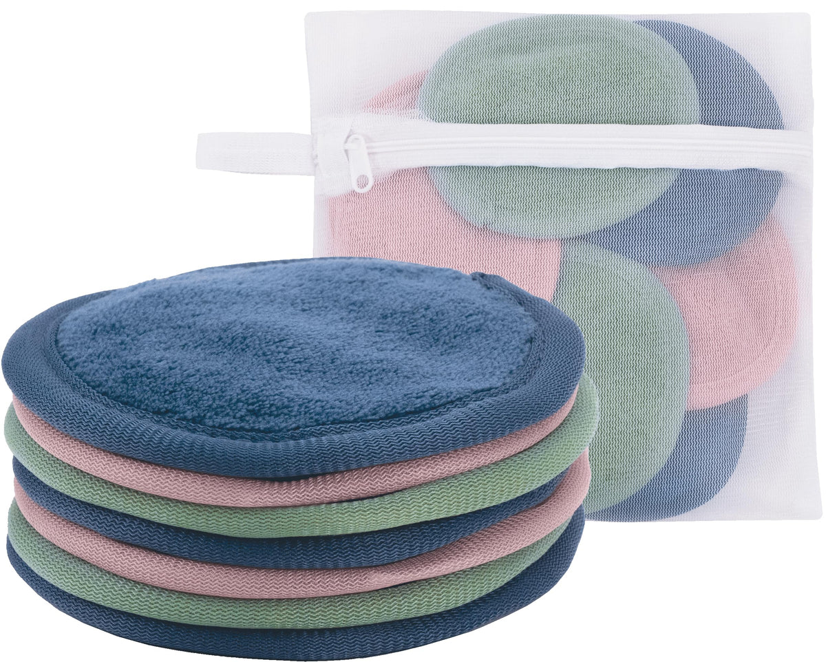 S&T Inc. Reusable Makeup Remover Wipes, Microfiber, 7 Pack With Laundry Bag, Travel Essential