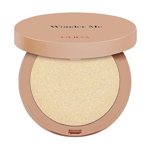 Pupa Milano Wonder Me Glow Face Highlighter - Talc-Free Lightweight Makeup Powder - 102 Pure Gold