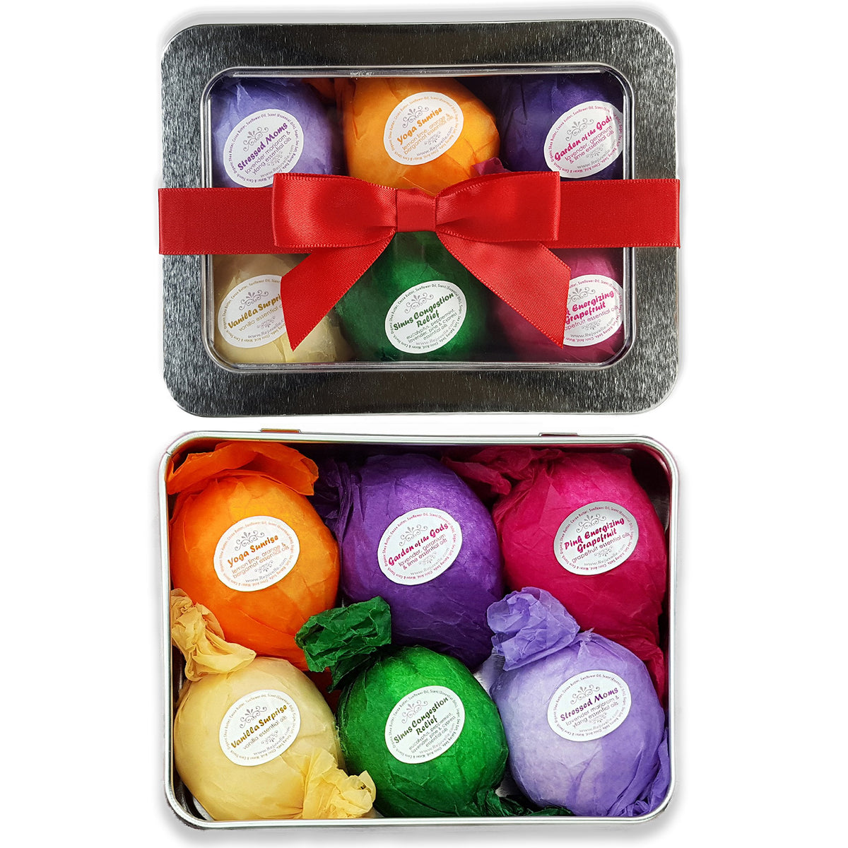 Rejuvelle Bath Bomb Gift Set - 6 Vegan Essential Oil Fizzies For Spa, Gifts & Self-Care