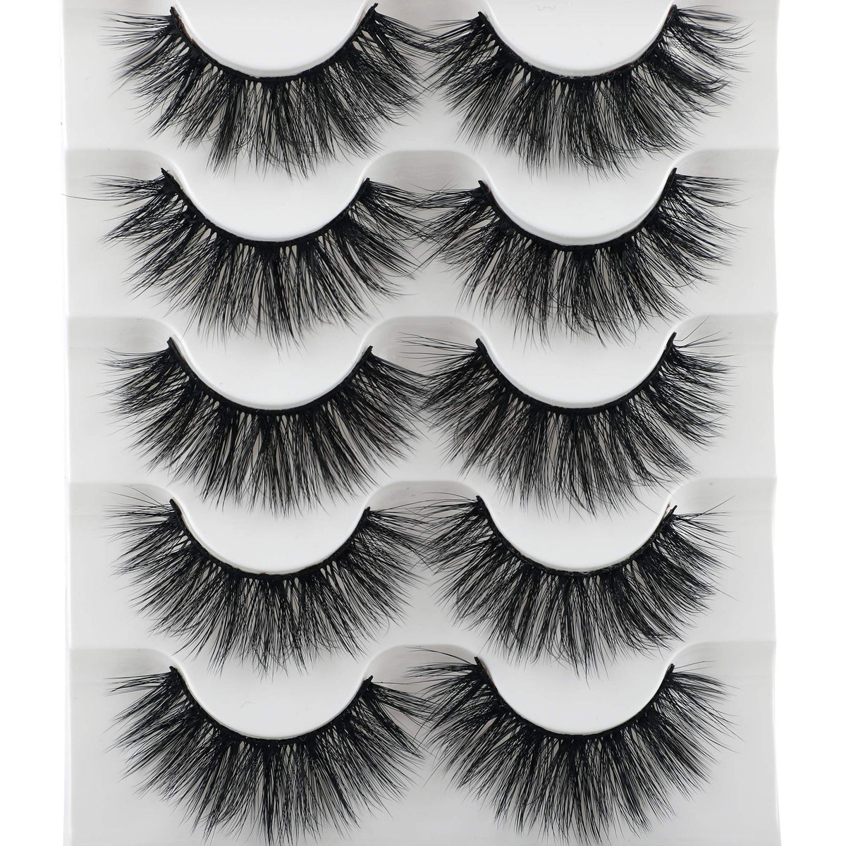 JIMIRE 3D Fluffy False Eyelashes - Handmade, Reusable, 15mm, Black, 5 Pairs