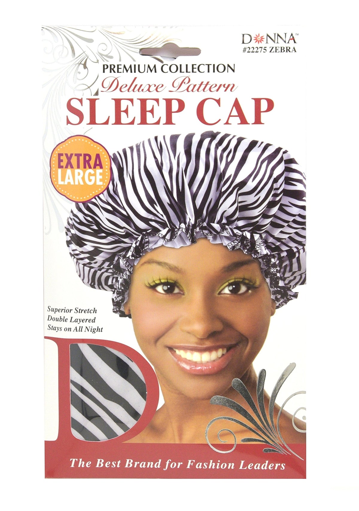 Donna Collection Premium Deluxe Pattern Extra Large Sleep Cap, Zebra Pattern