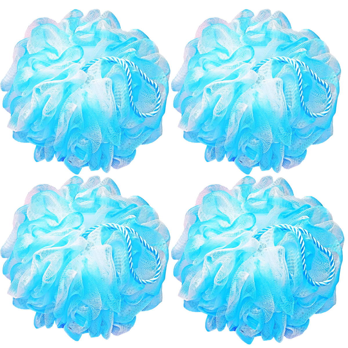 Rainbow Moon Bath Sponge Loofahs - Set Of 4, 75G, Blue, For Men & Women Body Wash