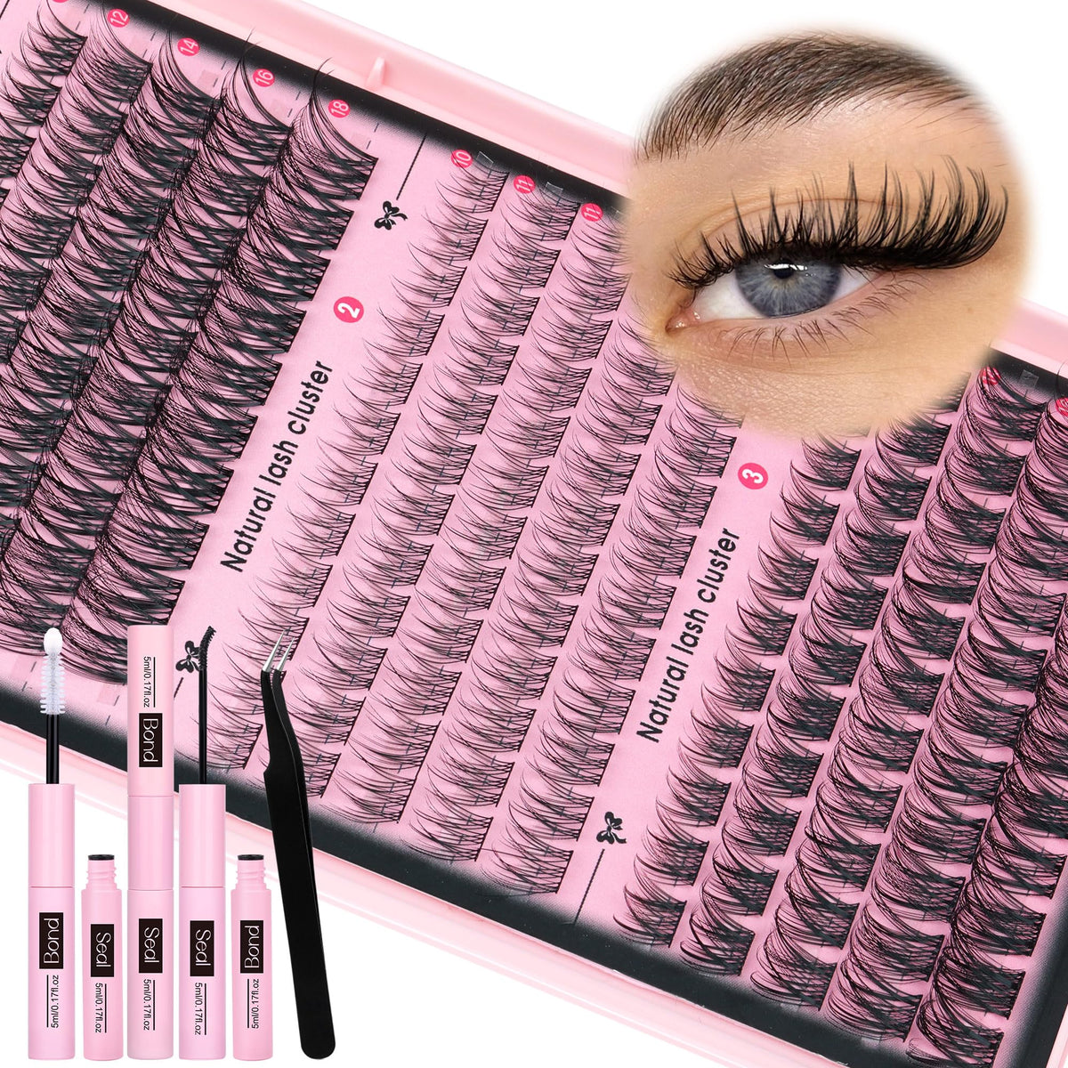 Goddvenus Wispy Lash Clusters Kit - C Curl Waterproof Individual Eyelash Extensions (165Pcs)