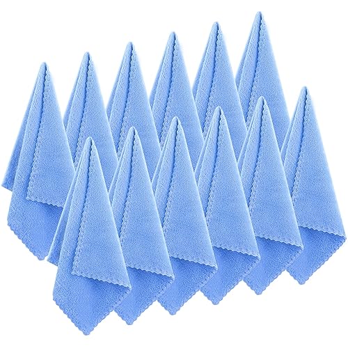 Syhood 12X12 Microfiber Face Wash Cloths - Soft, Fast Drying Makeup Remover Towels (Blue)