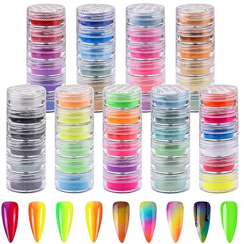 Duufin 54 Colors Iridescent Nail Pigment Powder - Luminous Glitter for Nail Art & Crafts