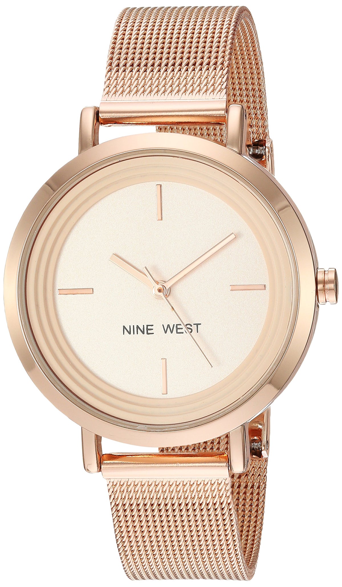 Nine West Rose Gold Women'S Mesh Bracelet Watch - Stainless Steel, Standard Size