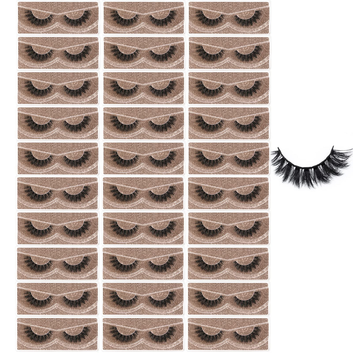 FARRED 30 Pairs Faux Mink 8D Thick Bulk Lashes for Natural Look, Short Dramatic Eyelashes