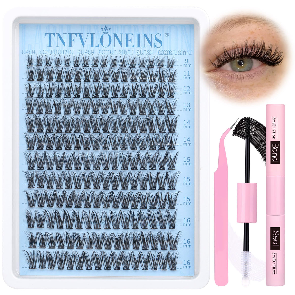 Tnfvloneins Wispy Lash Clusters Kit - C Curl Waterproof Synthetic Individual Eyelash Extensions