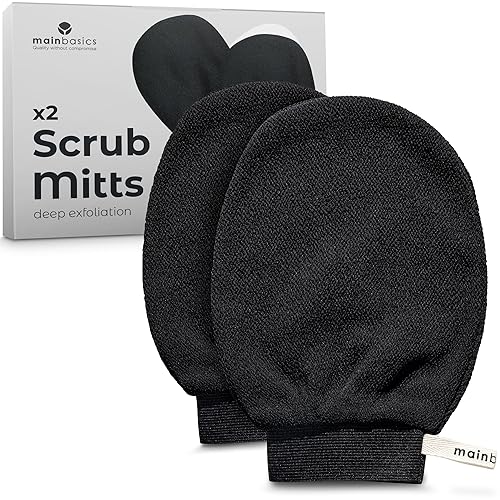 Mainbasics Korean Exfoliating Mitts - Deep Exfoliating Gloves For Body Scrub & Spray Tan Prep