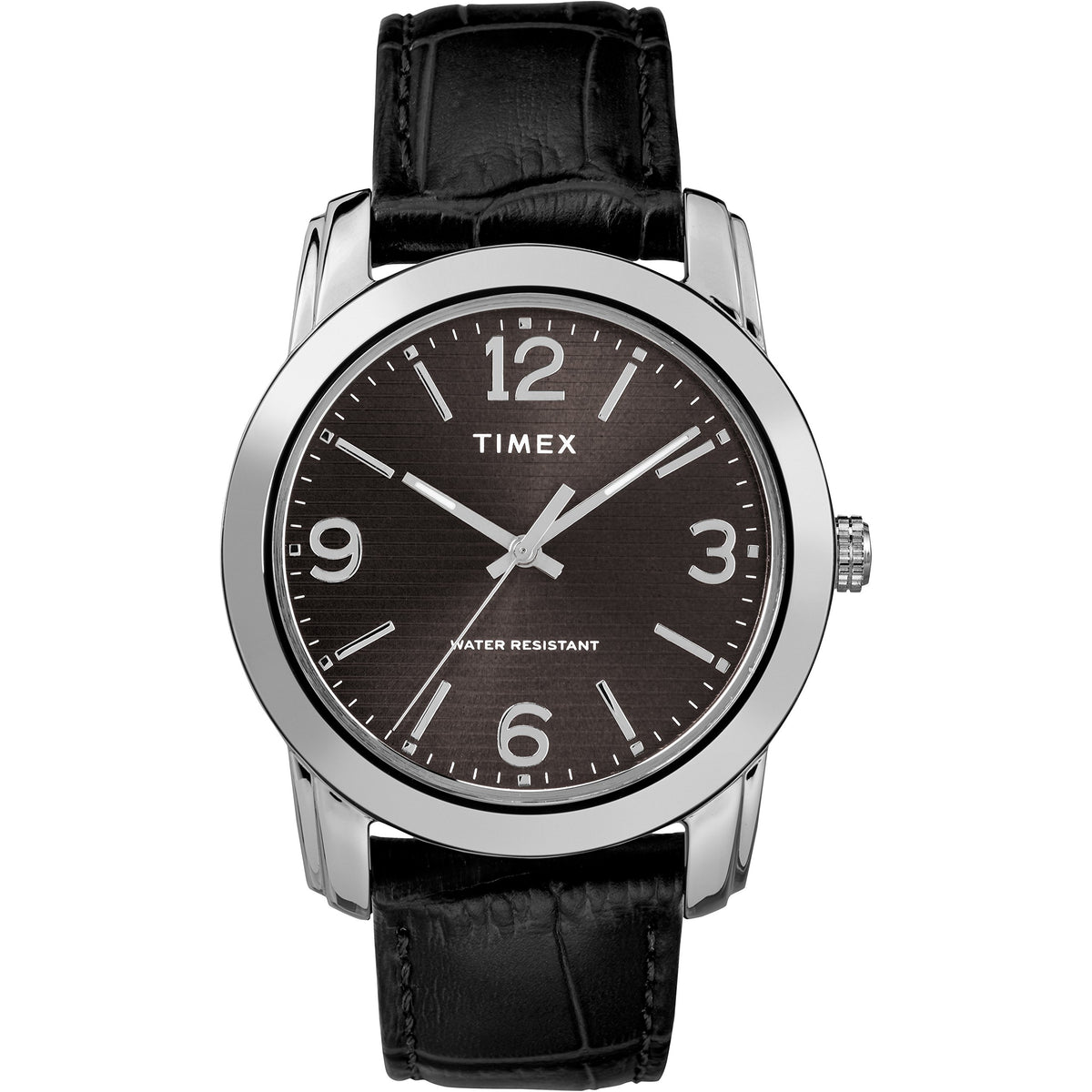 Timex Men'S Classic 39Mm Black/Silver-Tone Leather Strap Watch - Tw2R86600