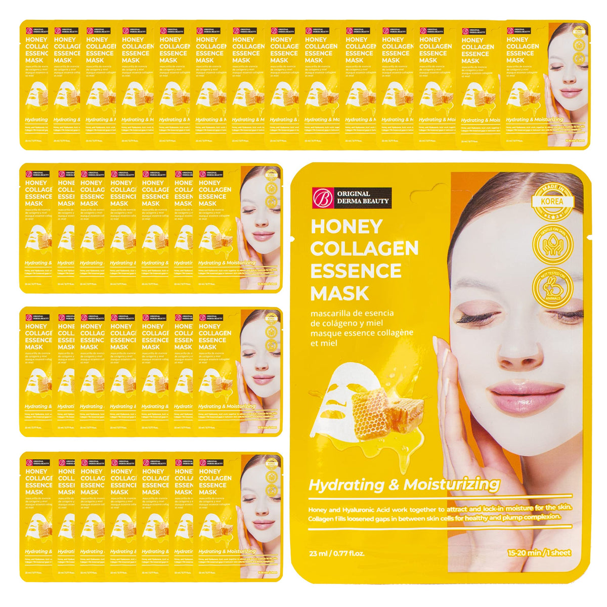 Innerest Collagen Face Masks 24 Pk - Hydrating Honey Sheet Masks For Skin Care & Beauty