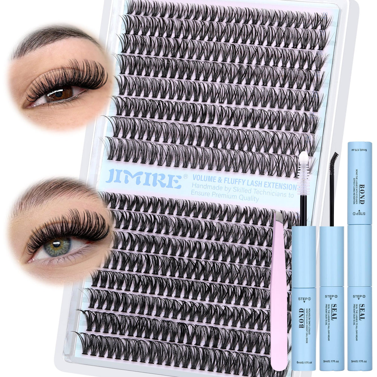 Jimire 384Pcs Wispy Lash Extension Kit D Curl 10-16Mm With Bond & Seal For Diy Eyelash