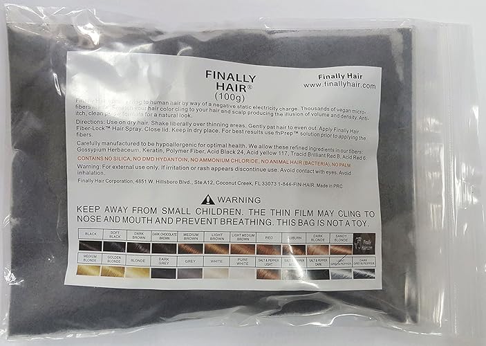 Finally Hair Hair Building Fibers 100g - Grey & Pepper Light, Highest Grade Hair Fiber