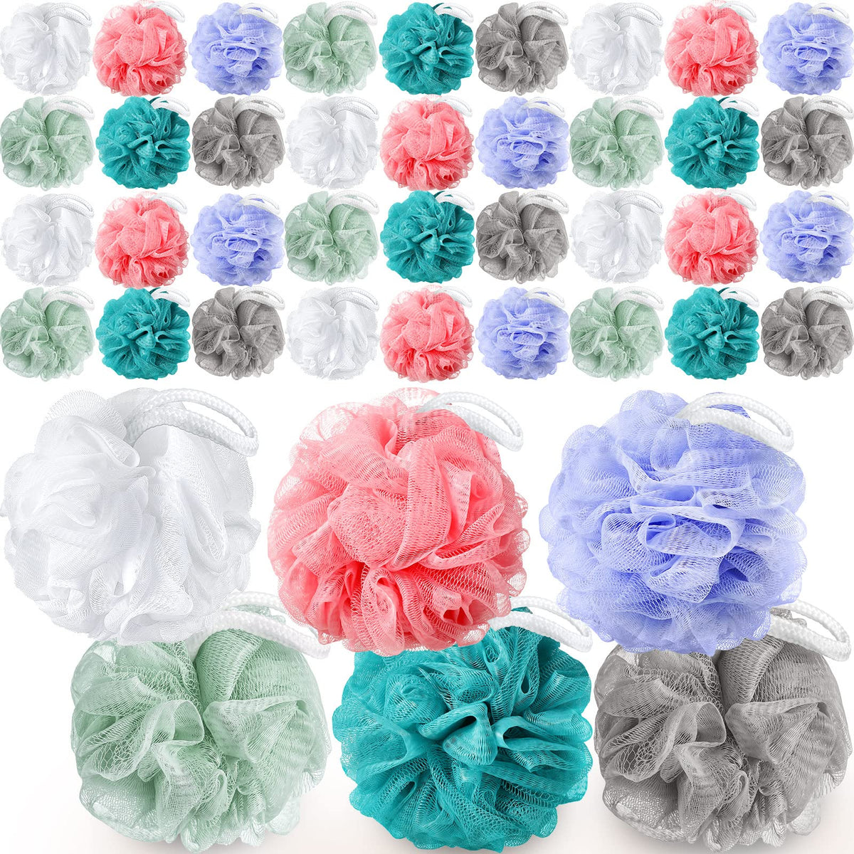 Umigy 36 Pcs Exfoliating Bath Sponge Set - Soft Colorful Loofahs For Men & Women