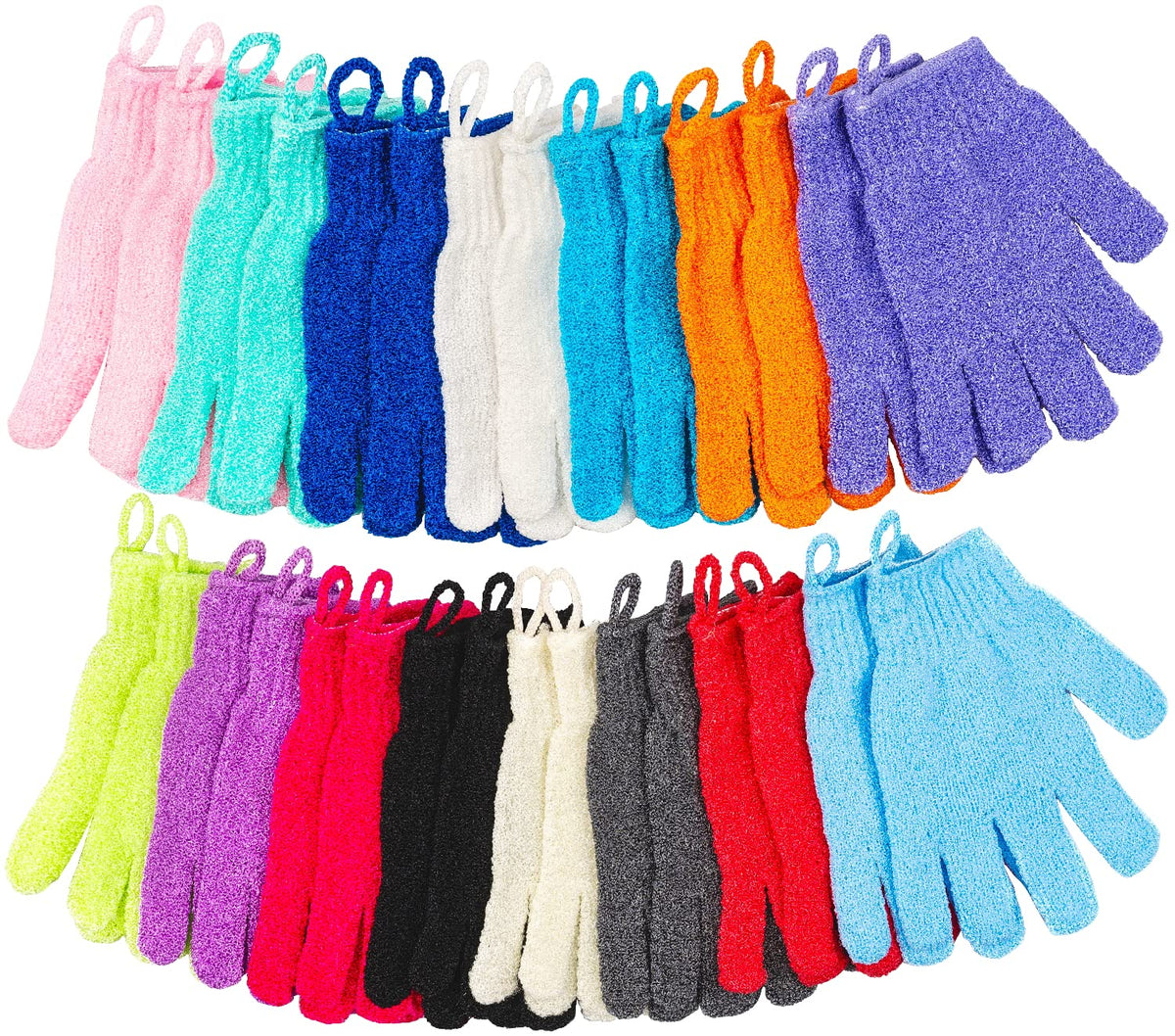 Aisuly 30 Pcs Exfoliating Gloves - 15 Colors Body Scrub Mitts For Spa, Bath & Shower