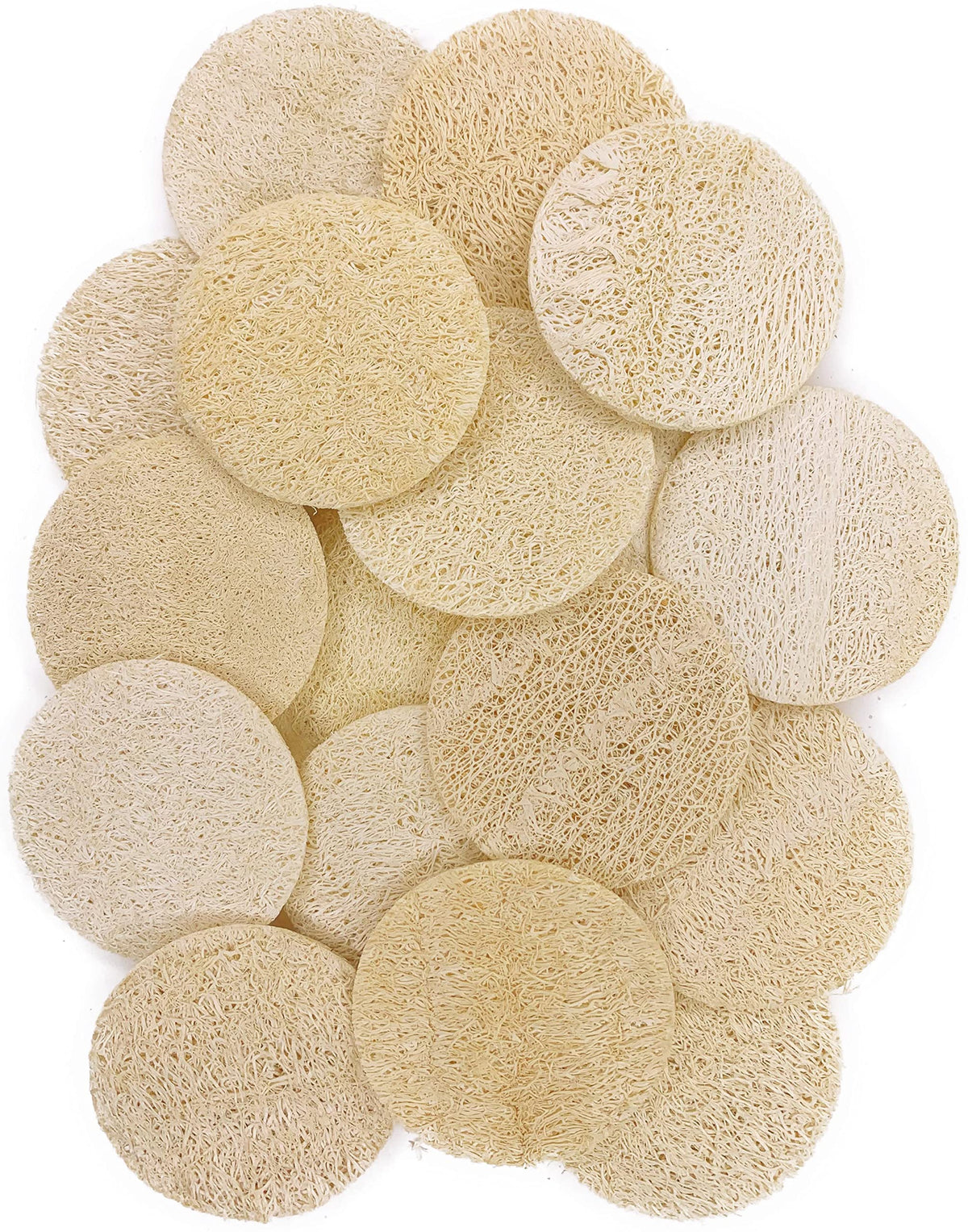 Mr.Cui'Shop 18 Pcs Natural Loofah Exfoliating Face Pads - Makeup Remover & Body Scrubber