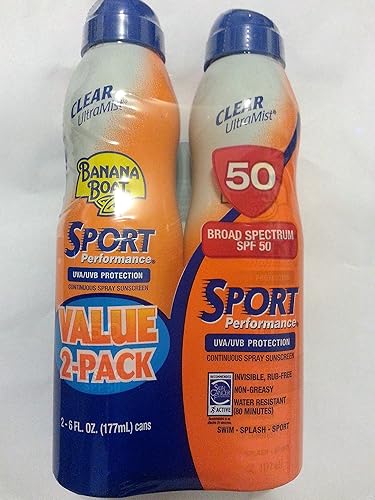 Banana Boat Spf 50 Continuous Spray Sunscreen, Sport, 6 Oz, 2 Pack - Water Resistant Protection