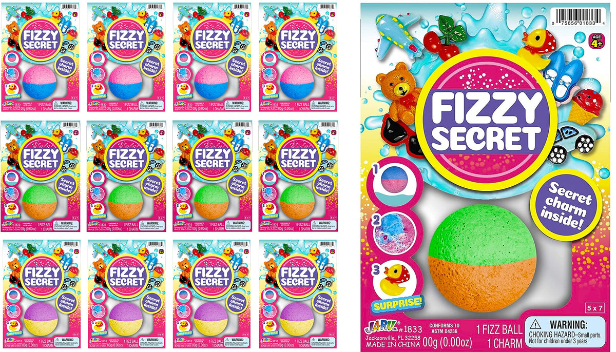 Ja-Ru Fizzy Bath Bombs With Mini Surprise Toy - 12 Colorful Bubble Foam Bath Bombs For Kids