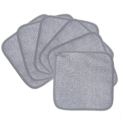 Polyte Microfiber Makeup Remover Cloths, Hypoallergenic, 8X8 In, 6 Pack - Gray