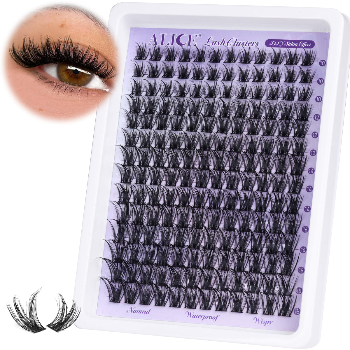 Alice Lash Clusters Wispy Eyelash Extensions 168Pcs, 10-18Mm, Waterproof, Fluffy Individual Lashes