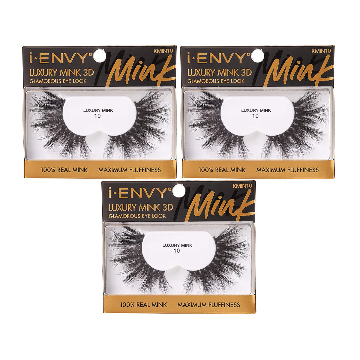 I-Envy Luxury Mink 3D False Eyelashes - 100% Real Mink, Maximum Fluffiness, Glamorous Look