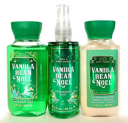 Bath & Body Works Vanilla Bean Noel Travel Size Body Care Bundle - 3 Oz Each, Set Of 3