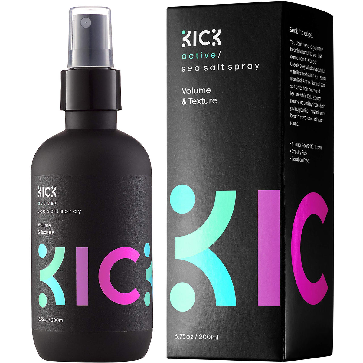 Kick Sea Salt Spray - Natural Texturizing Hair Spray For Beachy Waves, 6.75 Oz