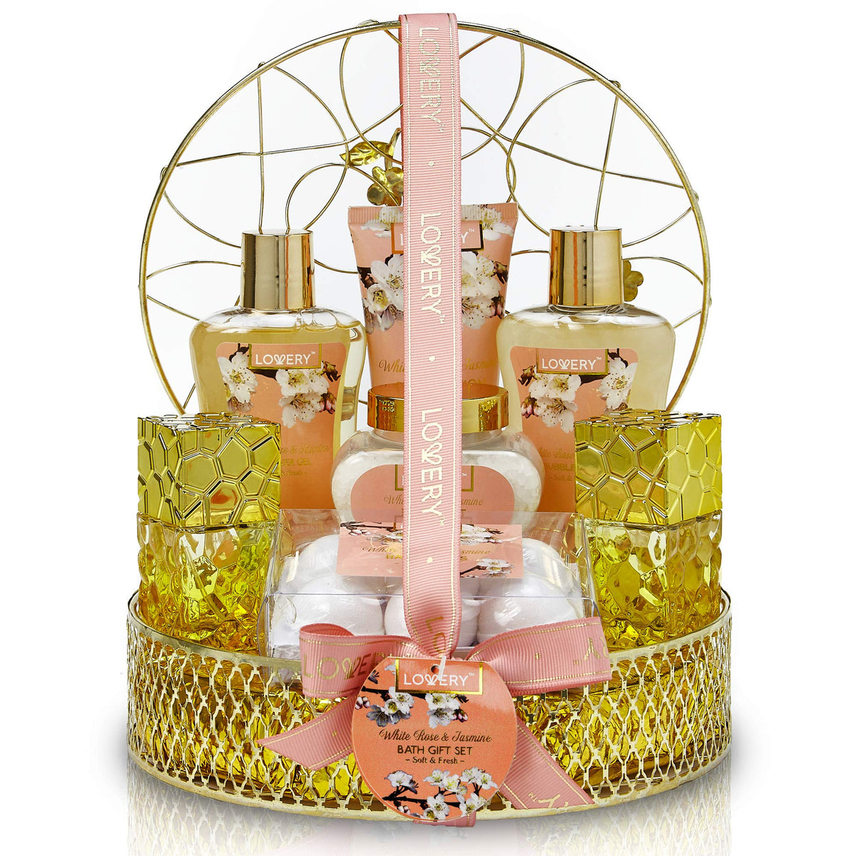 Lovery Valentine'S Day Perfume Set - 13Pc Bath & Body Gift Basket With Rose & Jasmine Spa Essentials