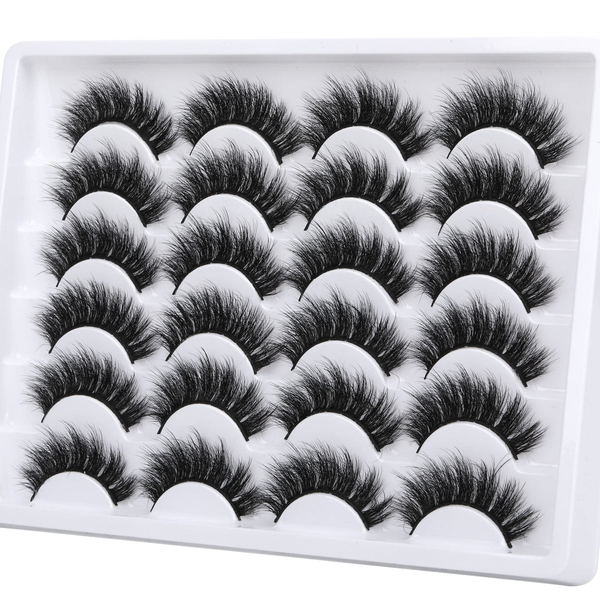 Newcally 18MM Fluffy Faux Mink False Eyelashes - 12 Pairs Dramatic Volume Reusable Lashes