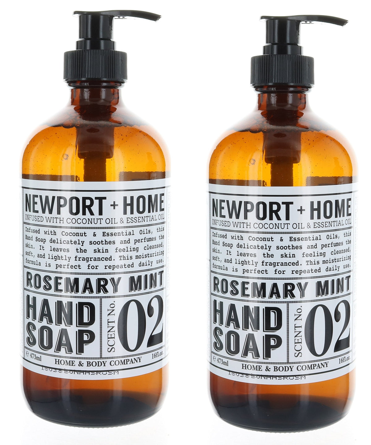 Finevine Rosemary Mint Hand Soap - 2 Bottles, 16 Oz, Infused With Coconut Oil & Essential Oils