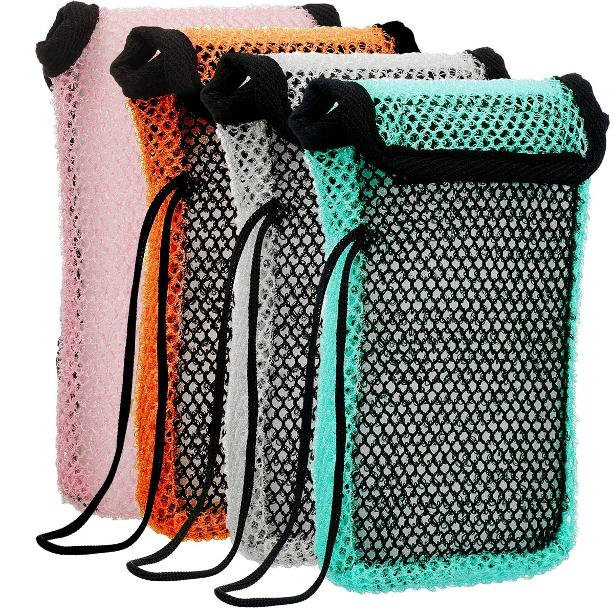 Tessco 4 Pcs Exfoliating Soap Pouch Mesh Bag For Bath Shower Scrub And Lather