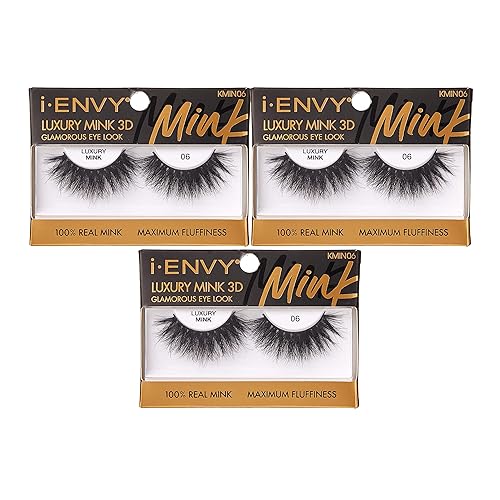 I-Envy Luxury Mink Collection 3D False Eyelashes - 100% Real Mink, Maximum Fluffiness, 3