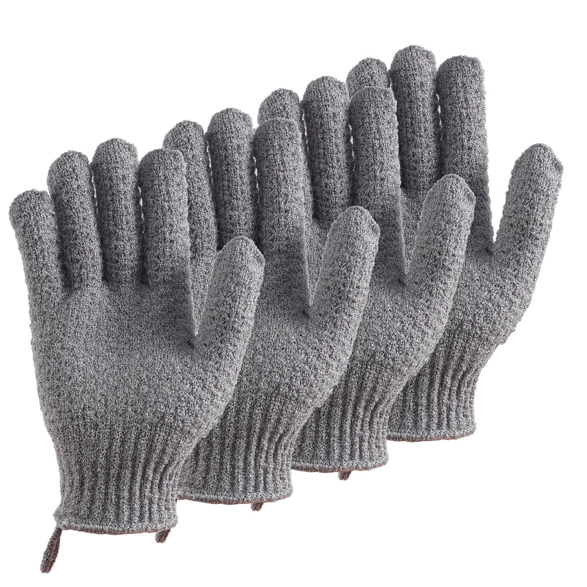 Cleedy Exfoliating Bath Gloves - 2 Pairs Gray Scrubbing Gloves For Body, Face, Hands, Feet