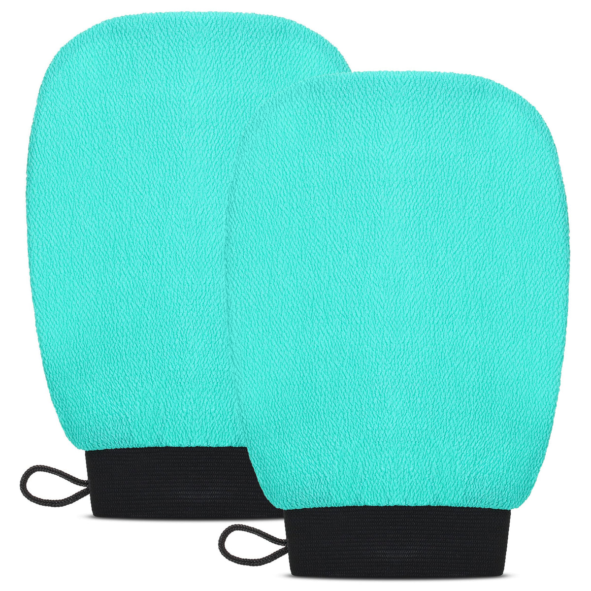 Valitic Exfoliating Glove - Body Scrubber Mitt For Dead Skin Removal - Turquoise Washcloth Pair