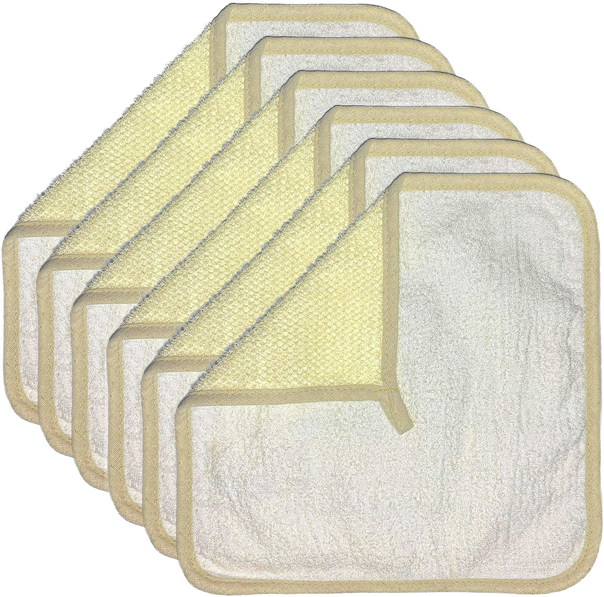 Mr.Cui'Shop 6 Pack 12&quot; Spa Exfoliating Wash Cloths - Dual-Sided Scrub & Soft Terry For