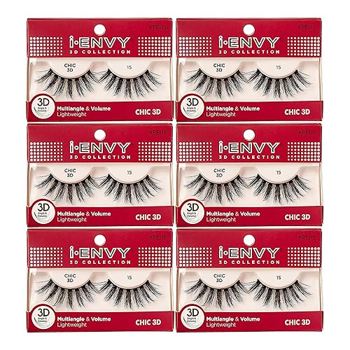 Ienvy By Kiss 3D Angle & Volume Faux Mink Lashes, Chic Icon (6 Pack) - Lightweight & Stylish