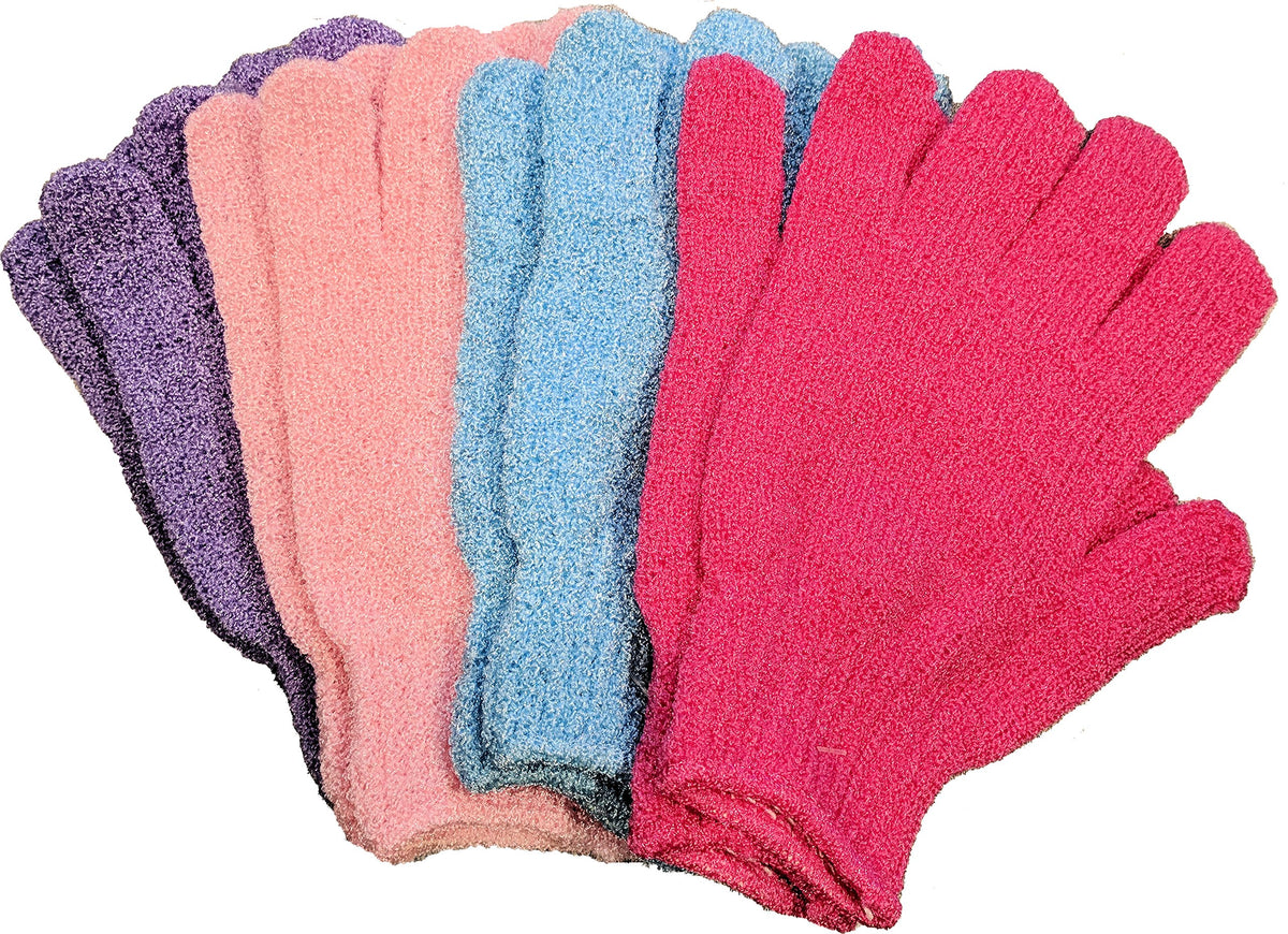 Daylee Naturals Exfoliating Bath Gloves - 4 Pairs, One Size, Ideal For Soft Skin