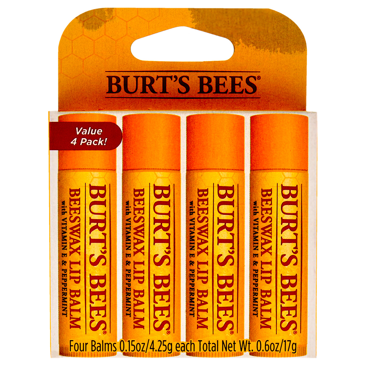 Beeswax Lip Balm Pack by Burts Bees for Unisex  4 x 015 oz Lip Balm