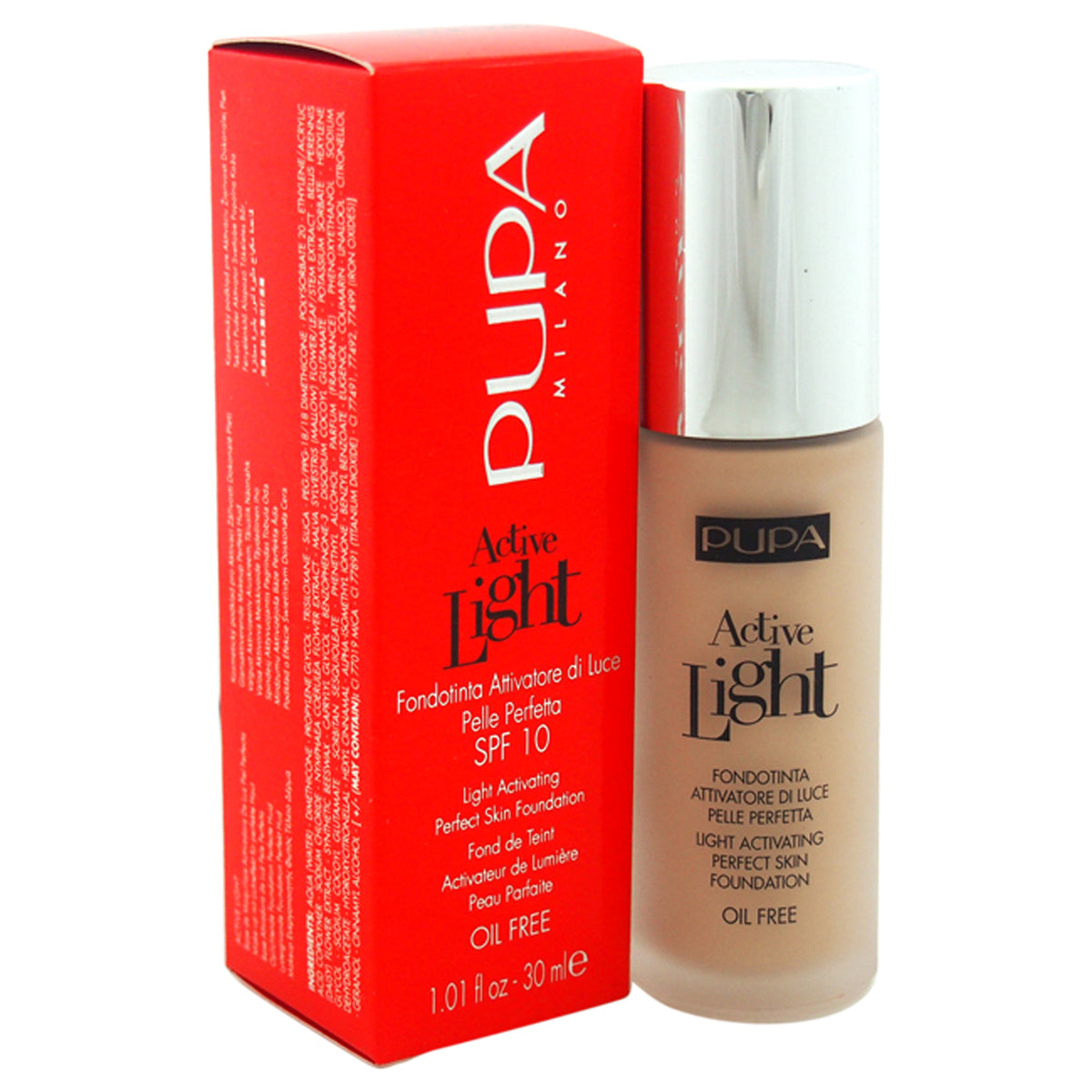 Active Light Perfect Skin Foundation SPF 10  020 Nude by Pupa Milano for Women  101 oz Foundation